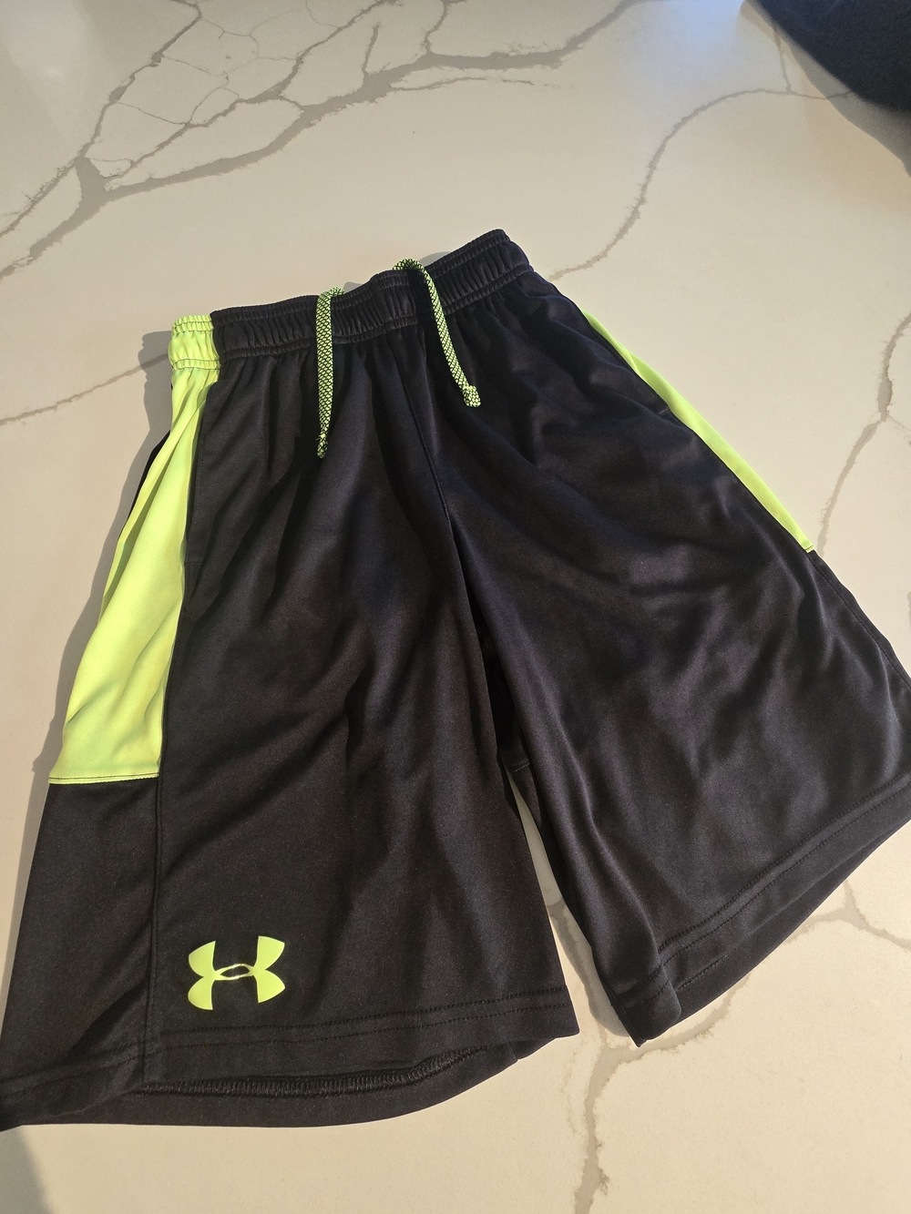 Under Armour Men’s Black with Neon Green Accent Athletic Shorts